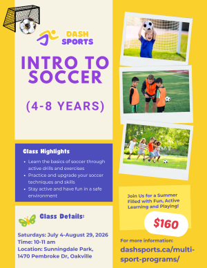 Summer Intro to Soccer Classes | July-August 2026